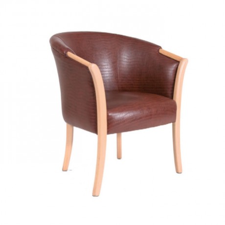 Brown Leather Furnished Restaurant Armchair