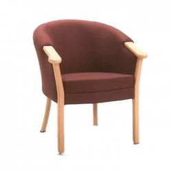 Brown Upholstered Wood Rustic Arm Armchair