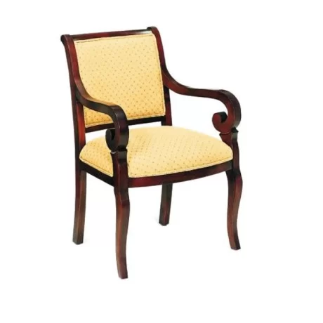 Chaise rustique rembourrée jaune avec bras