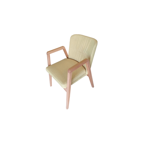 Antique White Upholstered Restaurant Arm Chair 