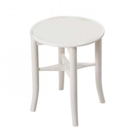 White Lacquered Painted Wooden Thonet Stool