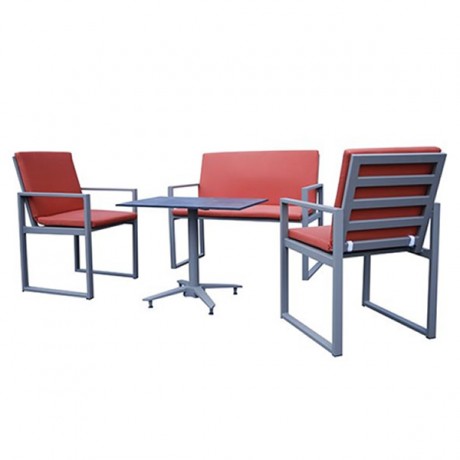 Red Imported Fabric Cushion Stainless Aluminum Seating Group Mini Set Seating Group