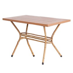 Double Aluminum Bamboo Painted Table Legs with Iroko Table Double Aluminum Bamboo Painted Table Legs with Iroko Table
