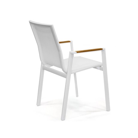 White Mesh Aluminum Injection Chair with Iroko Arm