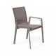 Grey Mesh Aluminum Injection Chair with Iroko Arm