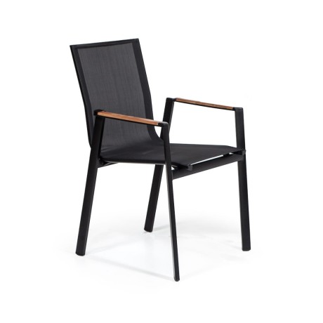 Black Mesh Aluminum Injection Chair with Iroko Arm