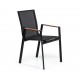 Black Mesh Aluminum Injection Chair with Iroko Arm