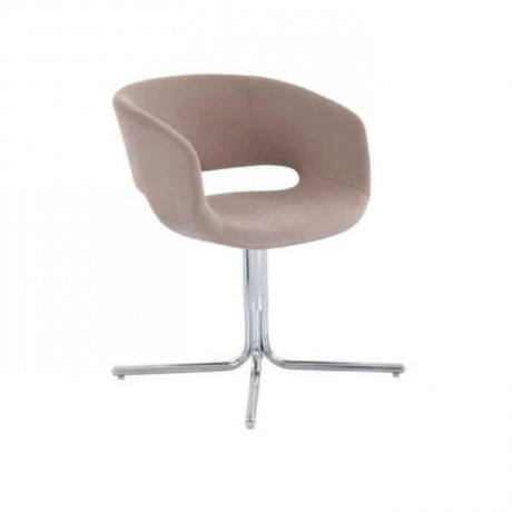 Beige Fabric Upholstered Chrome Leg Polyurethane Armchair