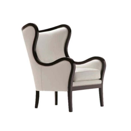 White Fabric Venetian Painted Armchair with Upholstered