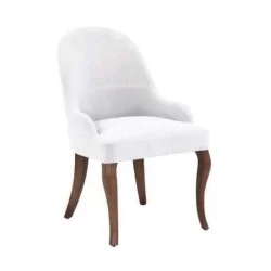 Chaise en polyuréthane en tissu blanc avec pieds en bois