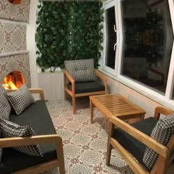 Wooden Cafe Restaurant Balcony Sofa