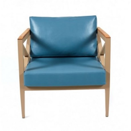 Blue Leather Covered Single Seat