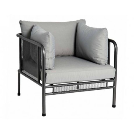 Black Anthracite Gray Single Armchair with Aluminium Frame