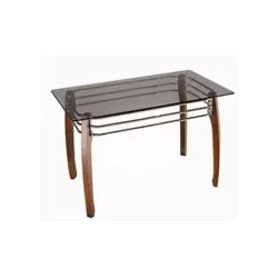 Glass Table with Wooden Leg