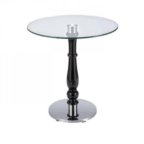 Lathe Leg Metal Base Round Glass Table
