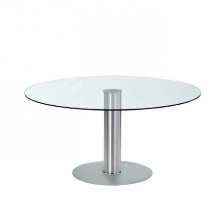 Round Glass Table with Stainless Leg