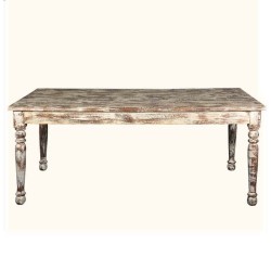 Cam Ahşap Tornalı Beyaz Boya Eskitmeli Masa Cam Ahşap Tornalı Beyaz Boya Eskitmeli Masa