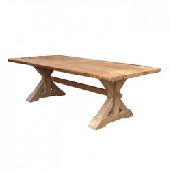 Ancient Pine Wooden Table with Cross Leg