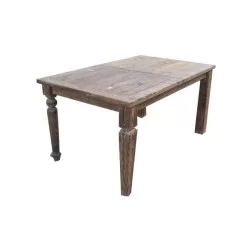 Table d'hôtel quadruple en bois de pin câblé antique