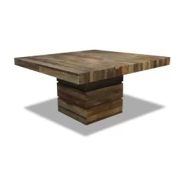 Table carrée antique en bois de pin
