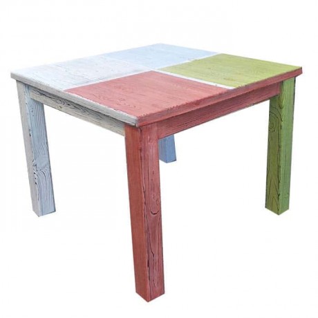 Colored Square Antique Pine Wooden Table