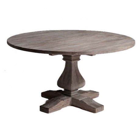 Round Antique Wooden Glass Rustic Table