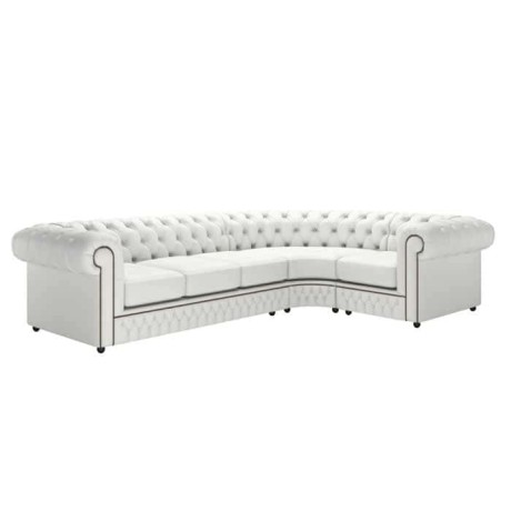 White Leather Upholstered Corner Chester Armchair White Leather Upholstered Corner Chester Armchair