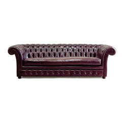 Bordeaux Leather Upholstered Triple Chester Armchair Bordeaux Leather Upholstered Triple Chester Armchair