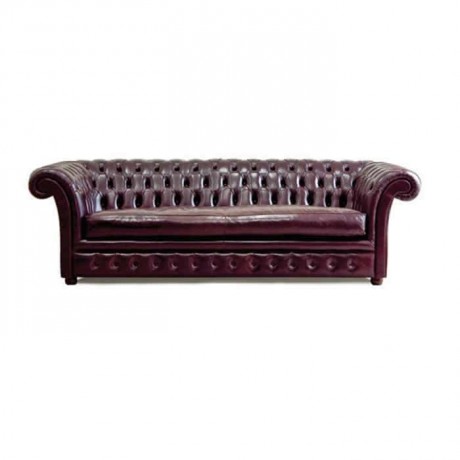 Bordeaux Leather Upholstered Triple Chester Armchair
