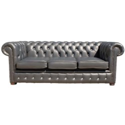 Gray Leather Upholstered Chester Armchair Gray Leather Upholstered Chester Armchair