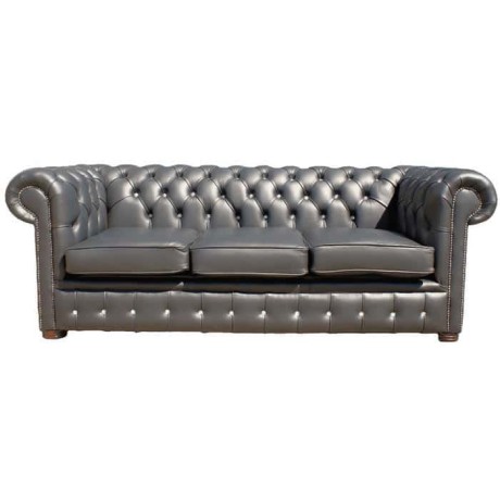 Gray Leather Upholstered Chester Armchair Gray Leather Upholstered Chester Armchair