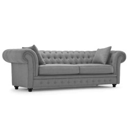 Gri Kumaş Döşemeli Üçlü Chester Koltuk Gri Kumaş Döşemeli Üçlü Chester Koltuk