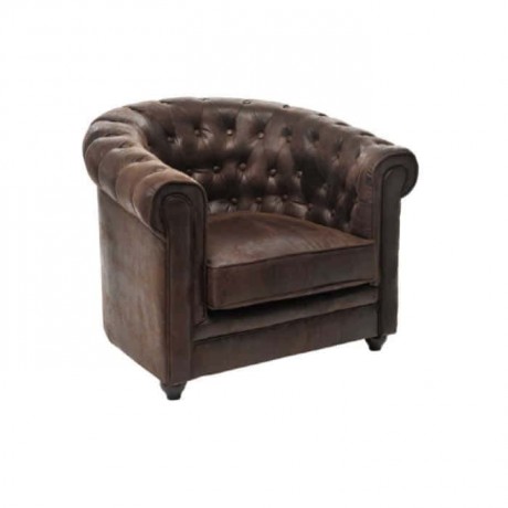 Brown Leather Upholstered Single Chester