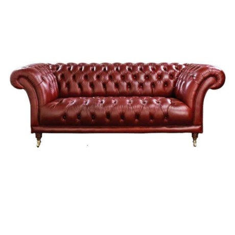 Brown Leather Upholstered Triple Chester Armchair Brown Leather Upholstered Triple Chester Armchair