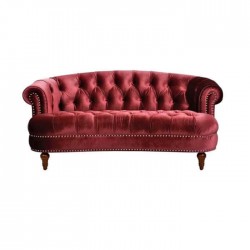 Brick Color Fabric Upholstered Chester Sofa
