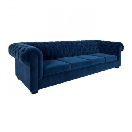 Navy Blue Fabric Upholstered Chester Armchair