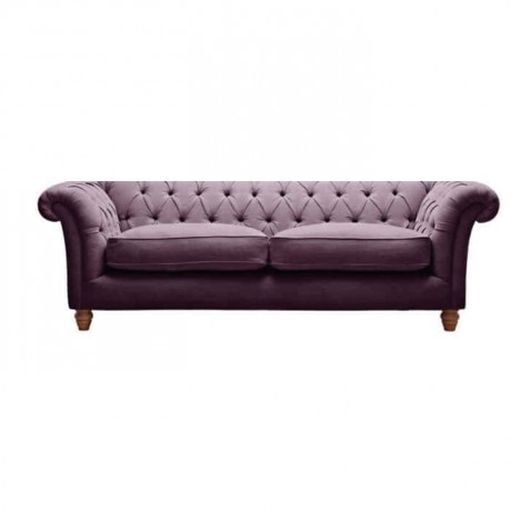 Purple Fabric Upholstered Triple Sofa Chester