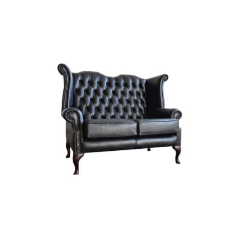 Black Leather Upholstered Classic Chester