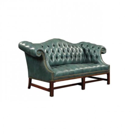 Turquoise Leather Upholstered Chester Armchair