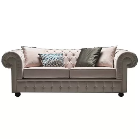 Fauteuil Chester rembourré en tissu couleur vison