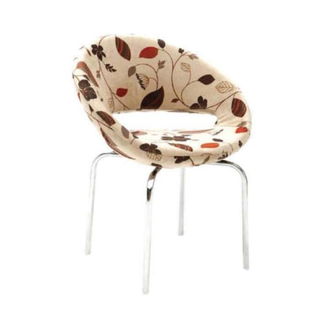 Flower Patterned Fabric Upholstered Metal Leg Polyurethane Chair