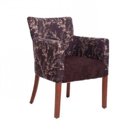 Flower Patterned Wooden Leg Polyurethane Chair