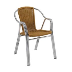 Çift Borulu Örgülü Bahçe Sandalyesi Çift Borulu Örgülü Bahçe Sandalyesi