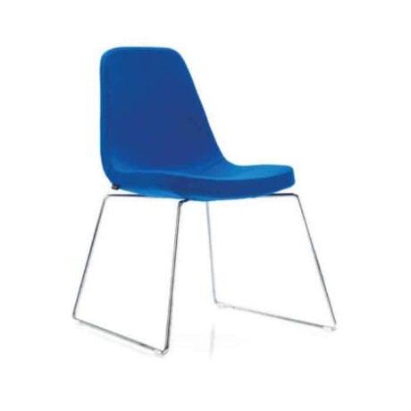 Rod Iron Chair with Blue Fabric