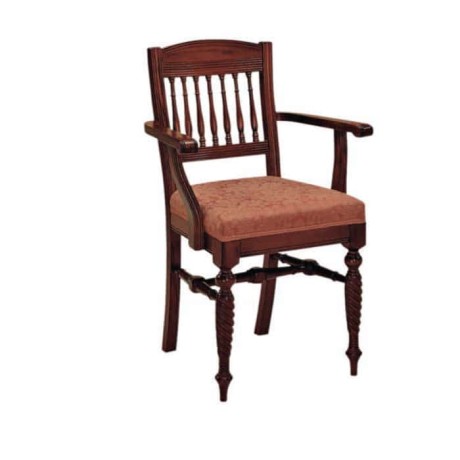 Leather upholstered walnut painted armchair Leather upholstered walnut painted armchair