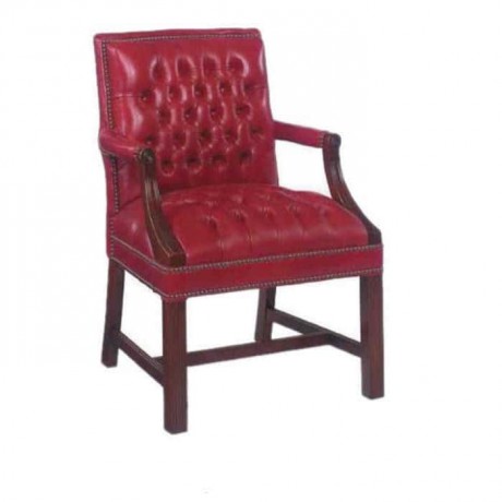 Claret Red Chair with Leather Batting Sleeves
