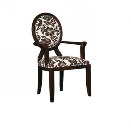 Patterned Fabric Upholstered Wenge Painted Armchair