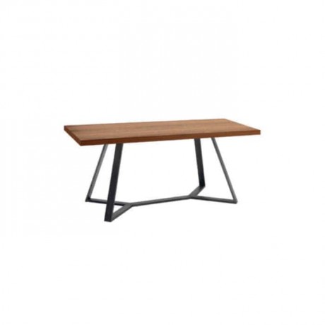 Wood Log Table Top Metal Leg Cafe Table