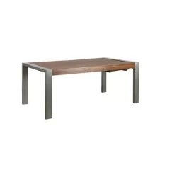 Table en bois avec pieds en métal inoxydable