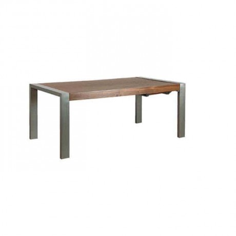 Wooden Table Top Metal Stainless Steel Leg Table